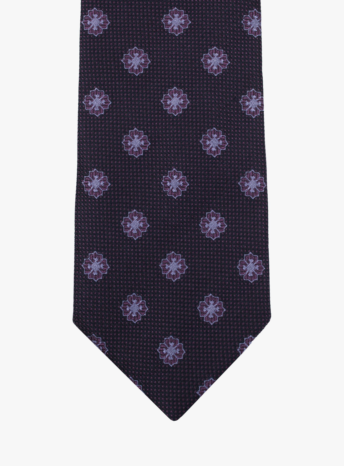 Front of the Bottinelli Viola Medallion Plum Silk Tie