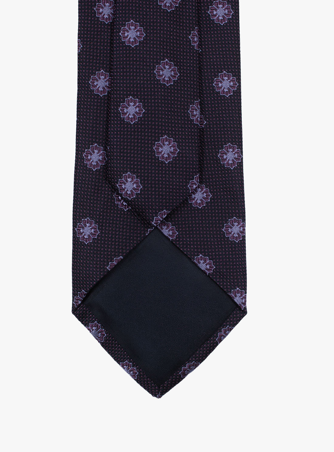 Back of the Bottinelli Viola Medallion Plum Silk Tie