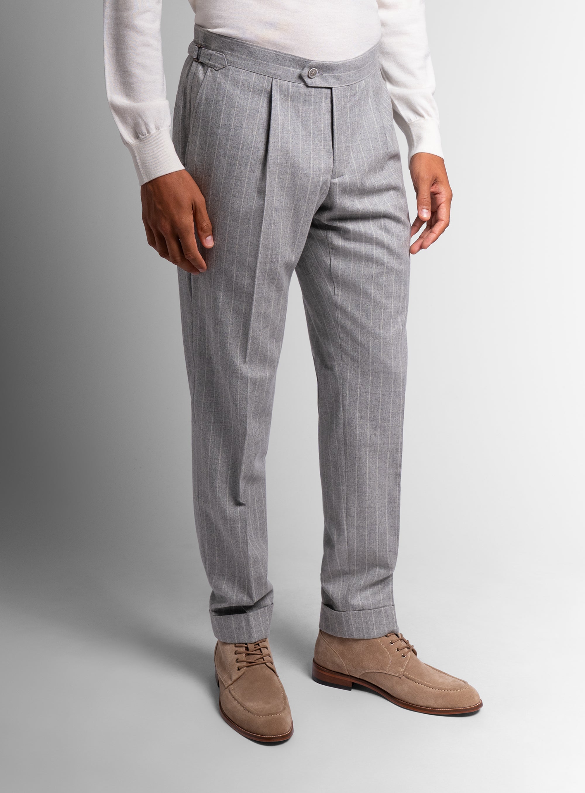 Sienna Milled Pinstripe Silver Grey Trousers
