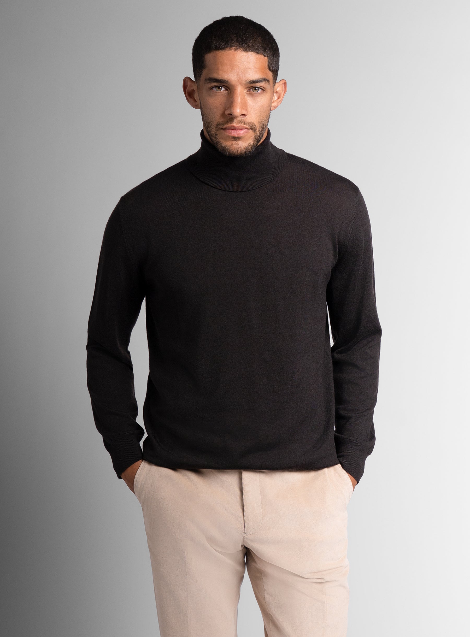 Merino Wool Brown Turtleneck Knit
