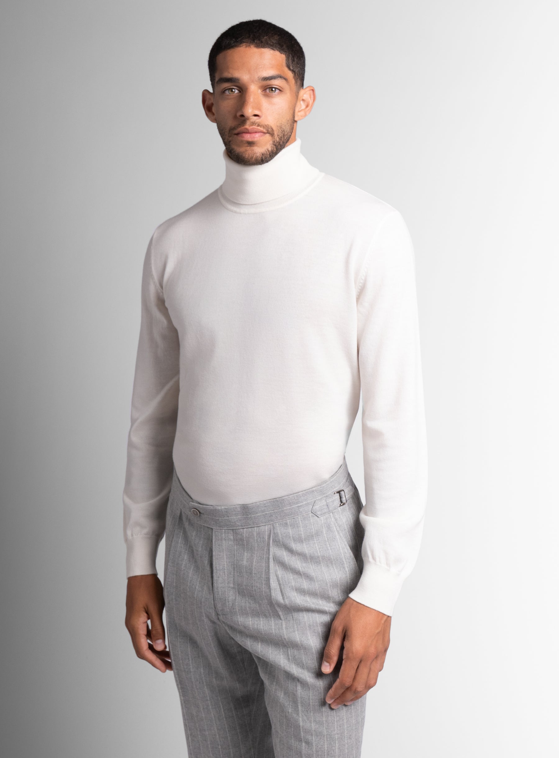Merino Wool Cream Turtleneck Knit