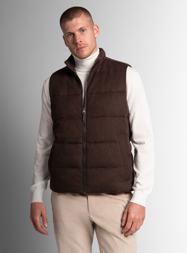 The Gandolfi Wool Pile Brown Puffer Vest