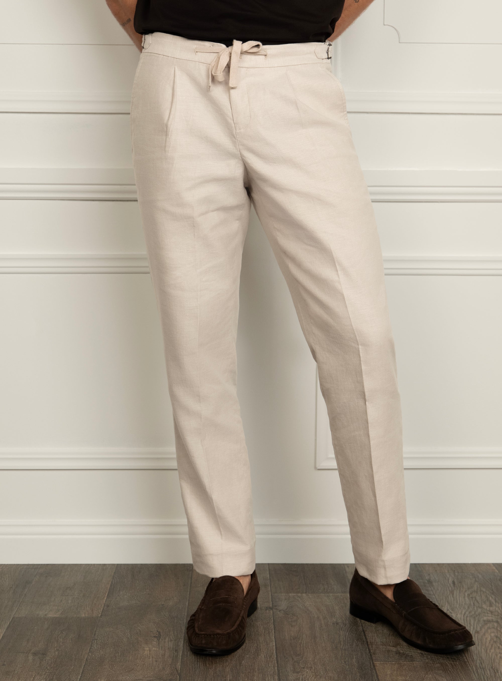 Barleti Drawstring Pleat Taupe Trousers