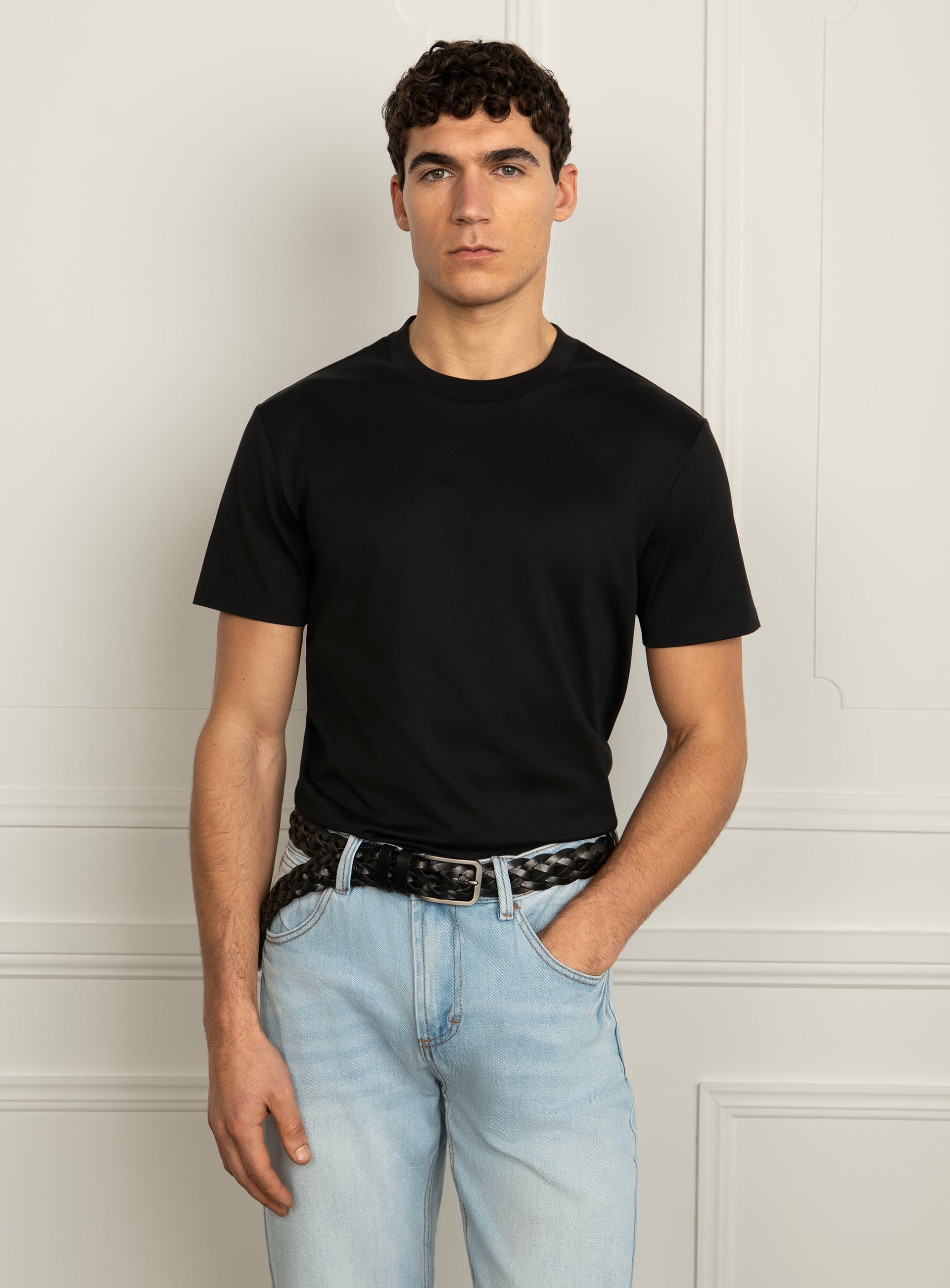 Girolamo Mercerised Cotton Black T-Shirt