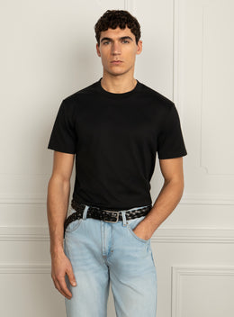 Girolamo Mercerised Cotton Black T-Shirt
