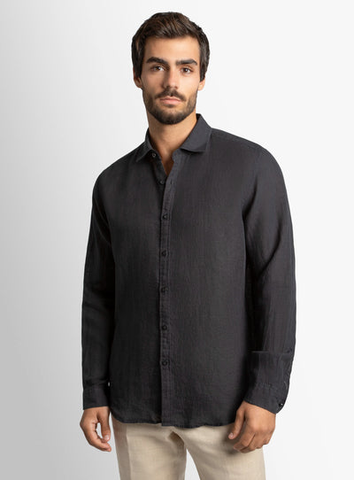 Verano Black Washed Linen Shirt