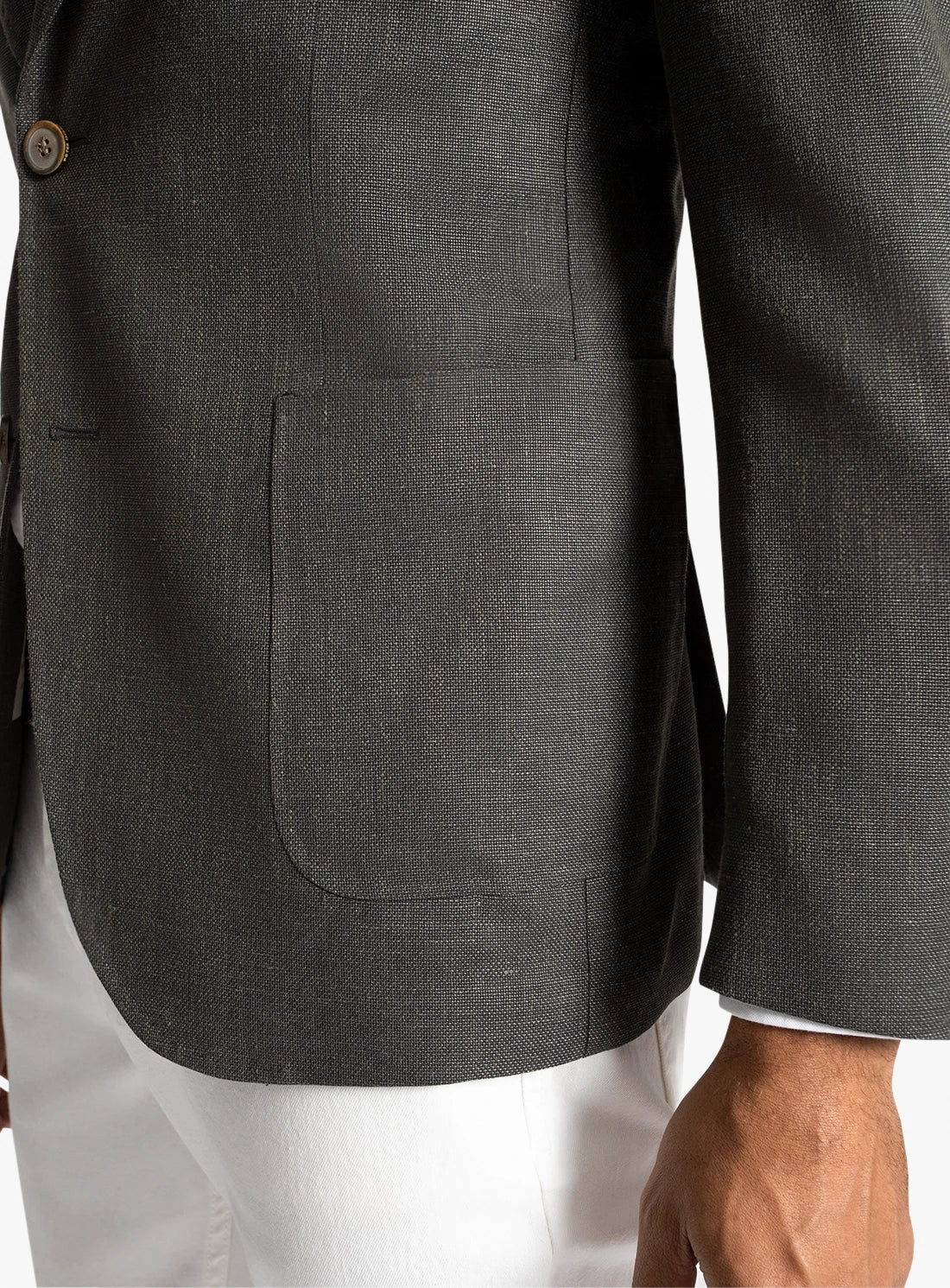 Gray blazer with a pocket on a white background