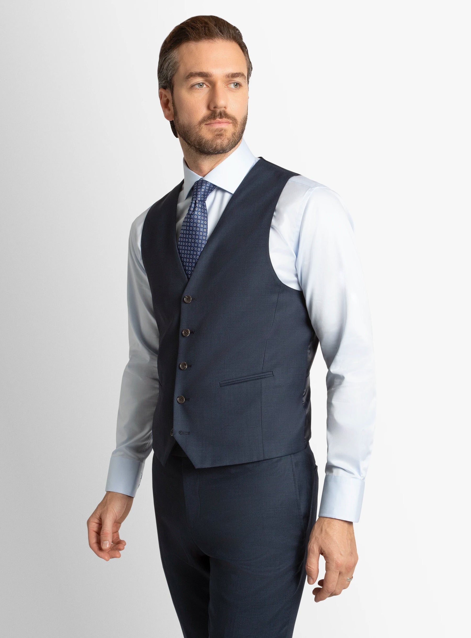 Cayman Navy Blue Birdseye Vest