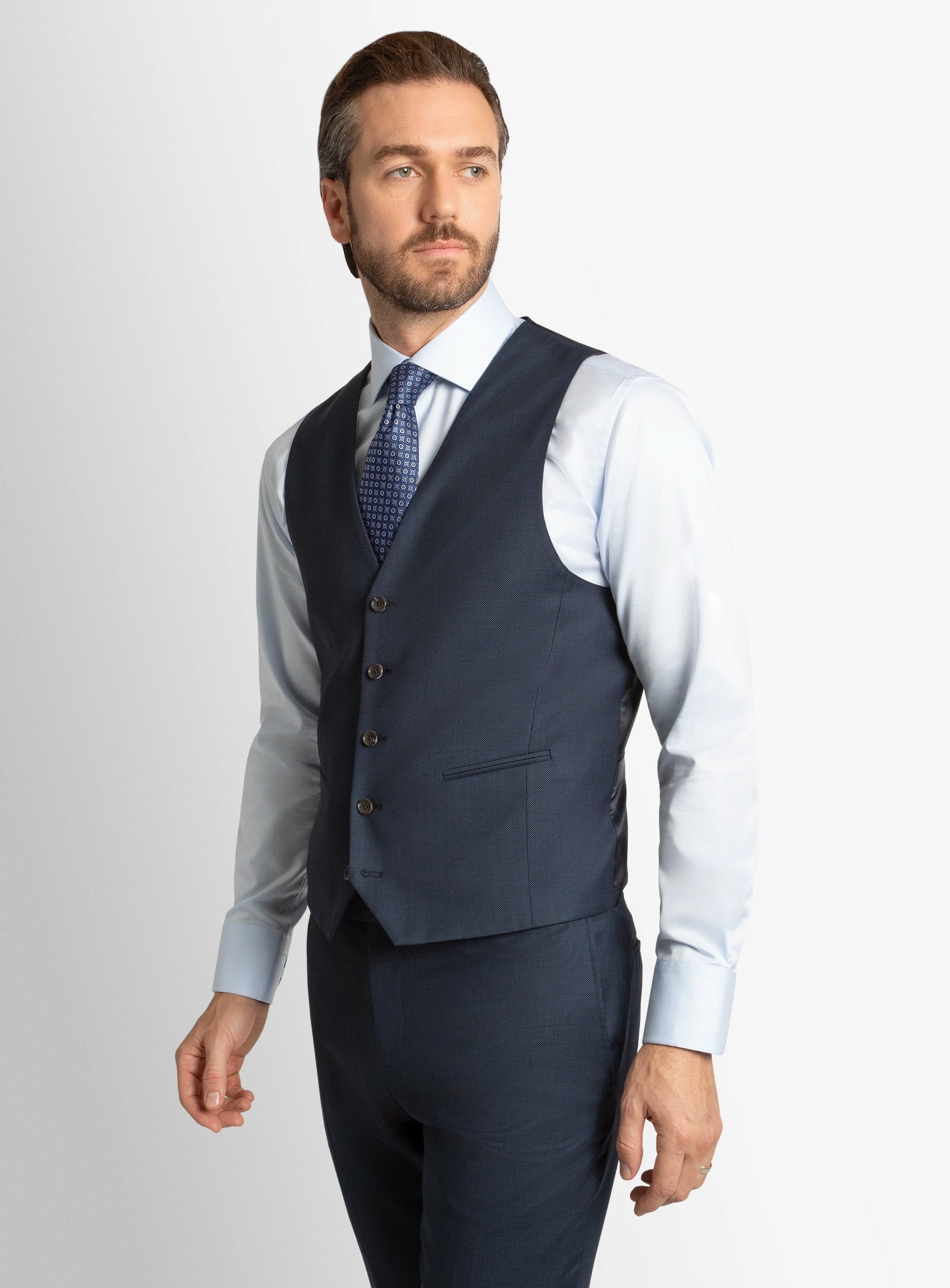 Cayman Navy Blue Birdseye Vest