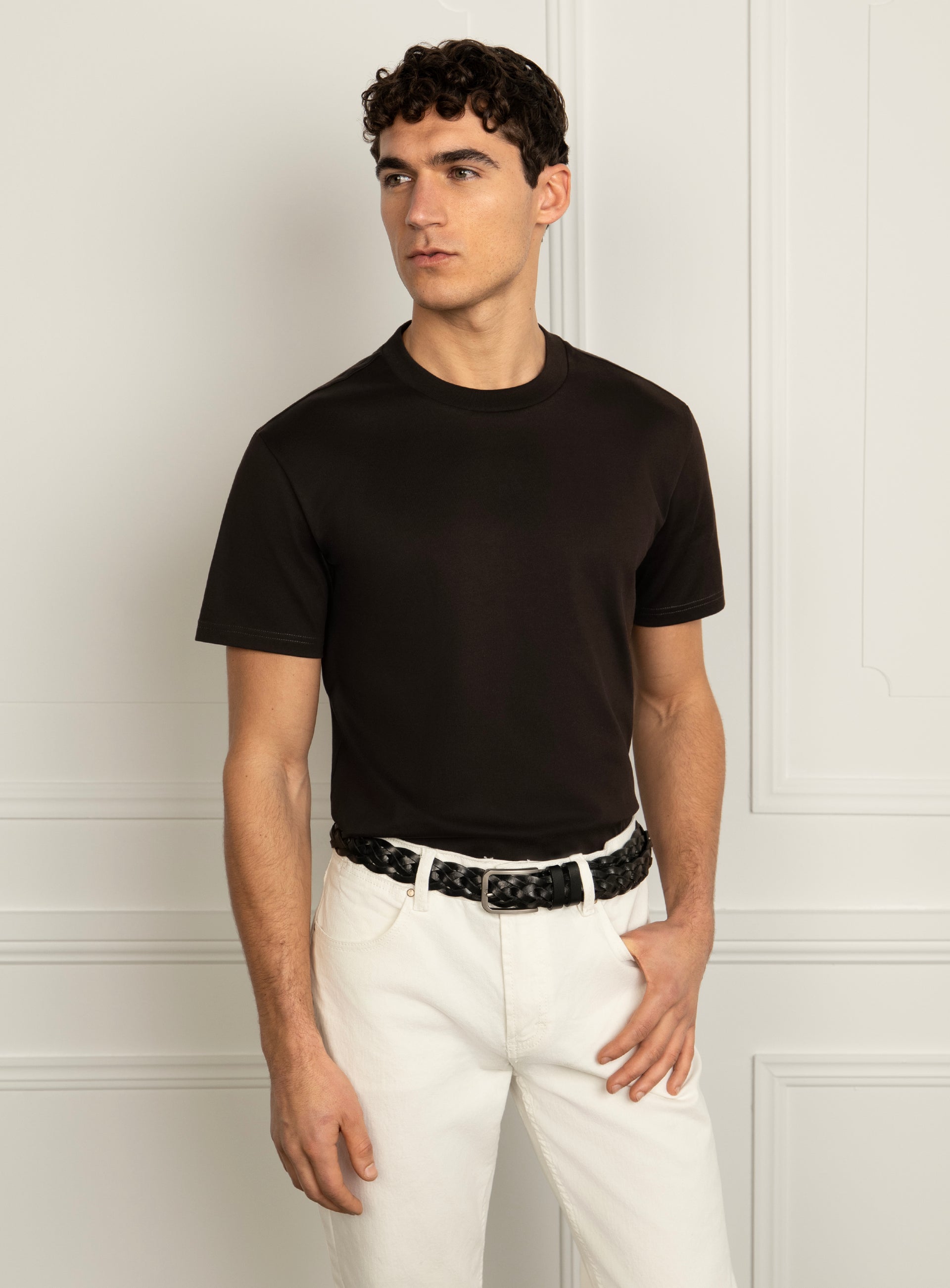 Girolamo Mercerised Cotton Brown T-Shirt