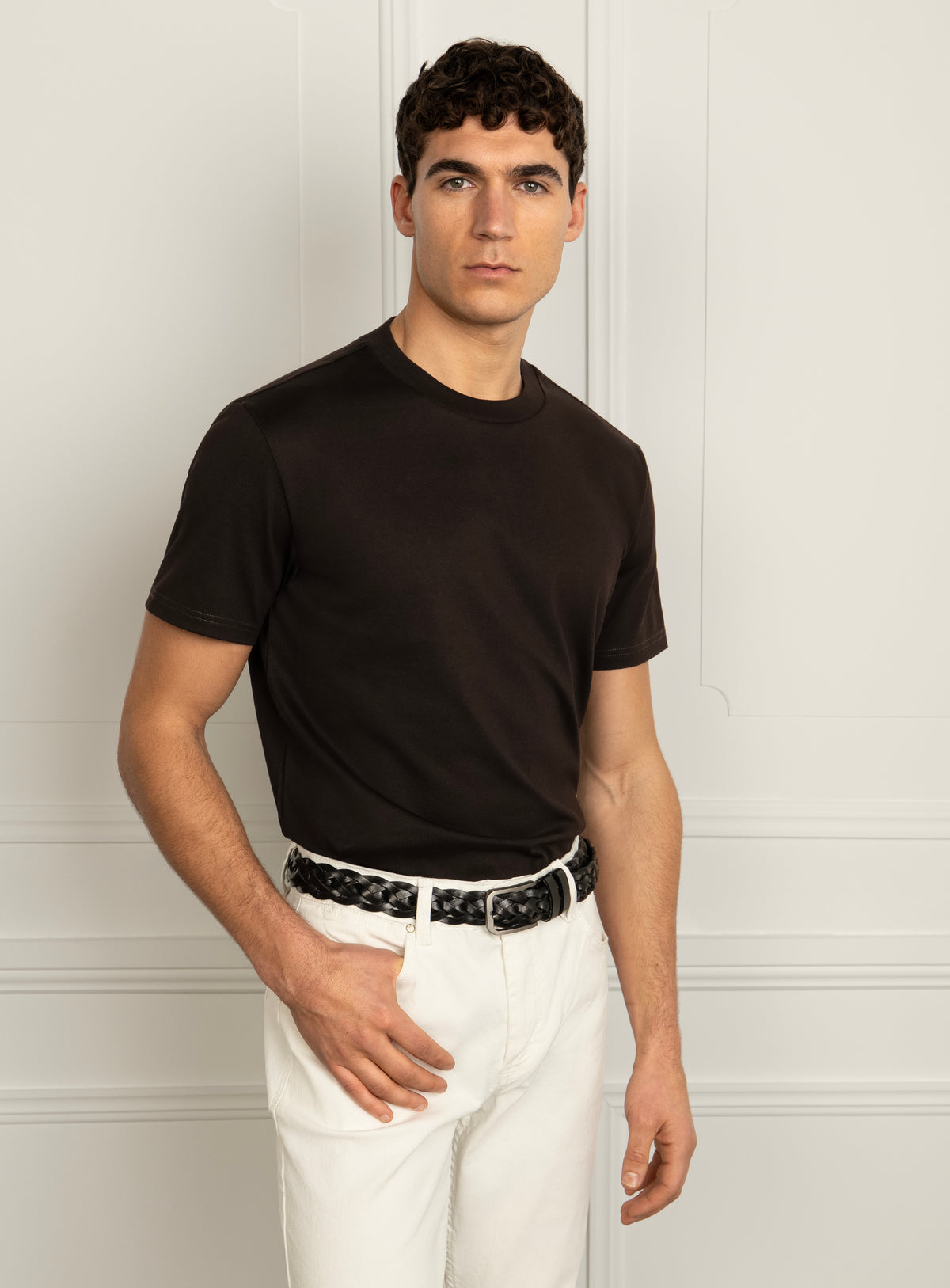 Girolamo Mercerised Cotton Brown T-Shirt