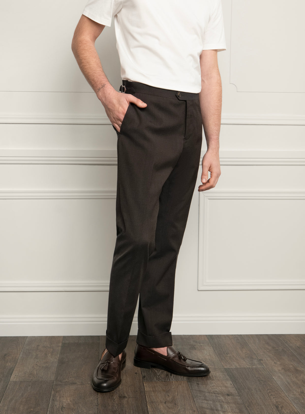 Siena Espresso Brown Seersucker Trousers