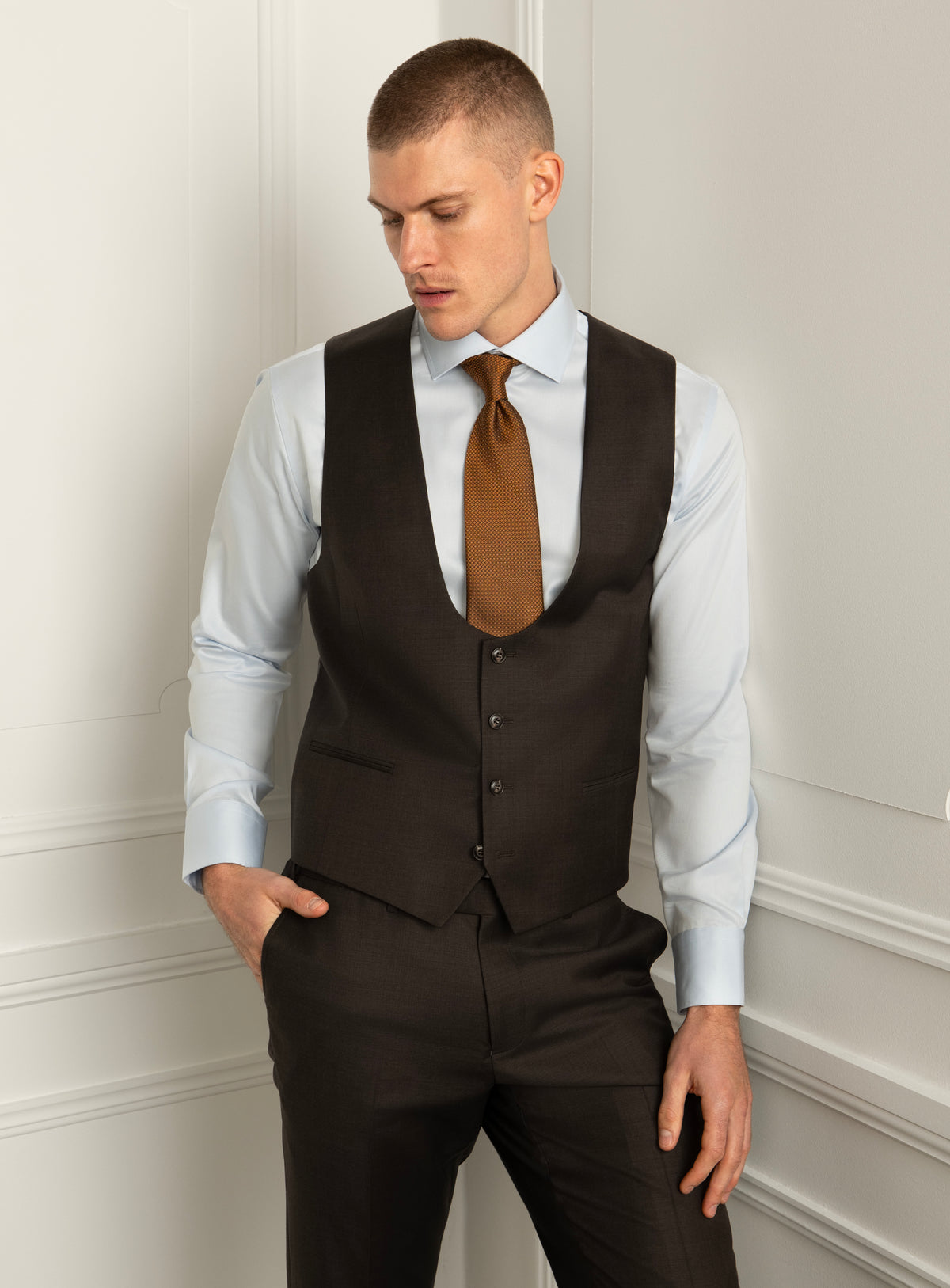Sartor Sharkskin Brown Vest