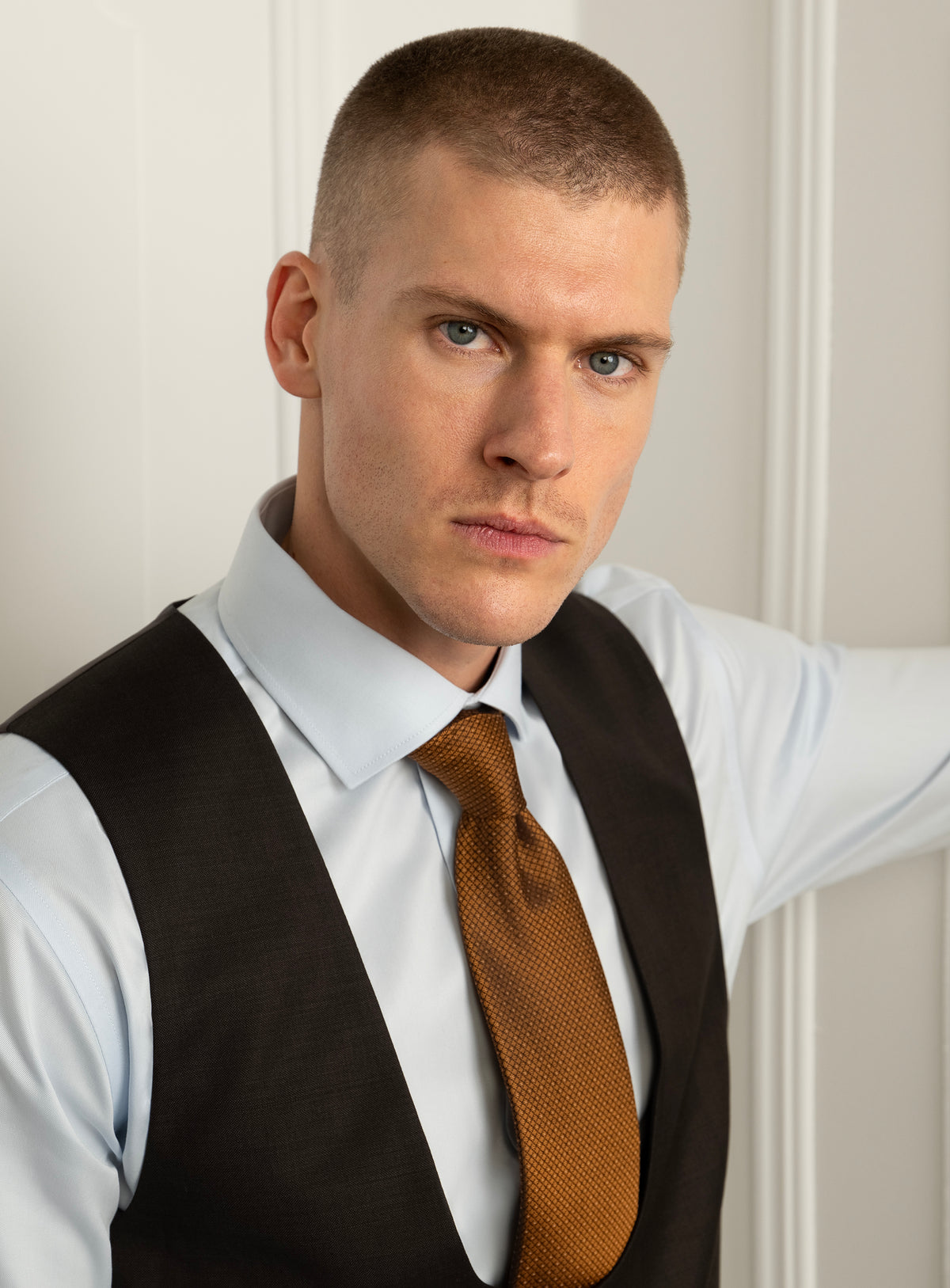 Sartor Sharkskin Brown Vest