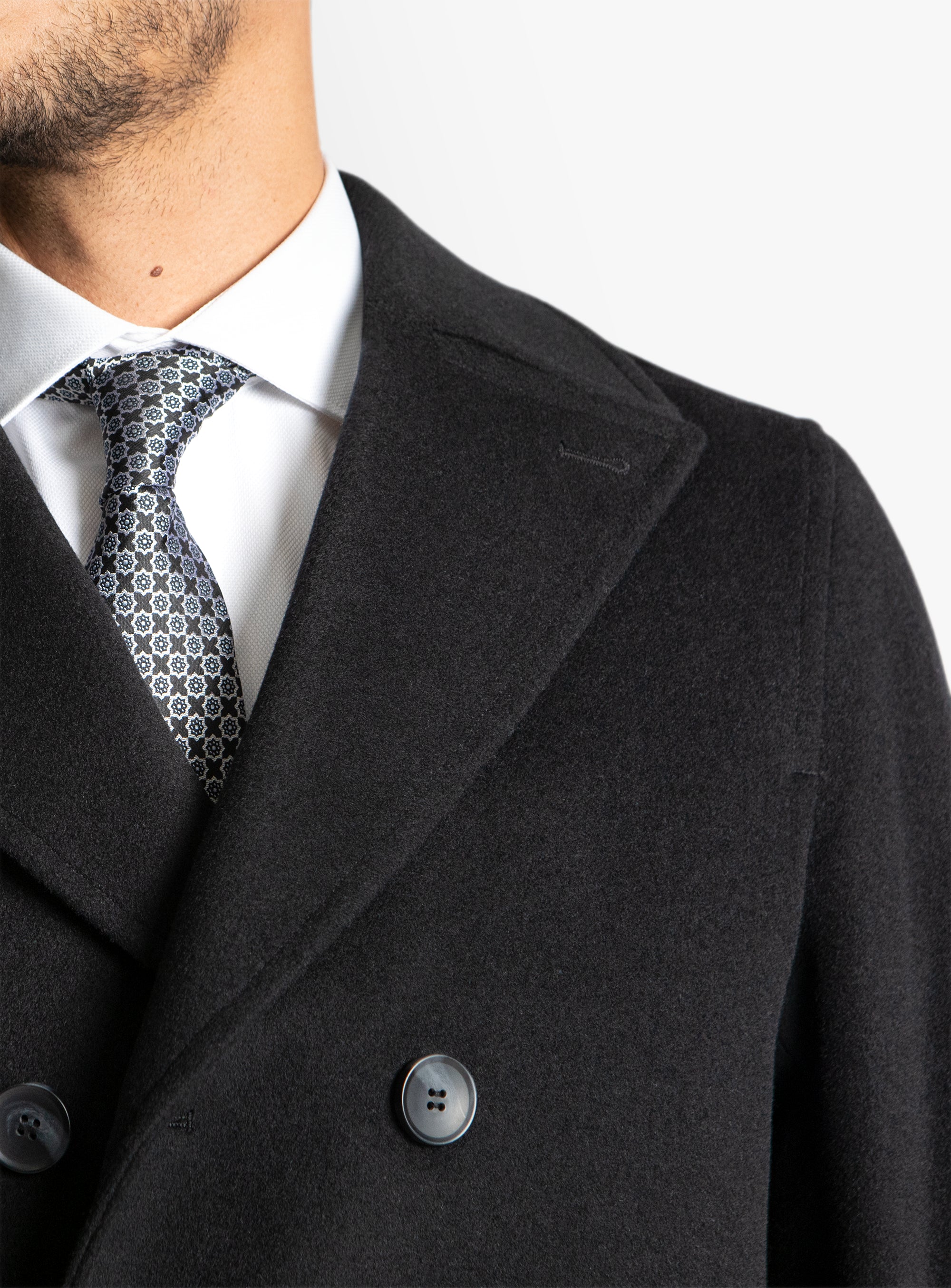 Bridge Black Wool/Cashmere Peacoat