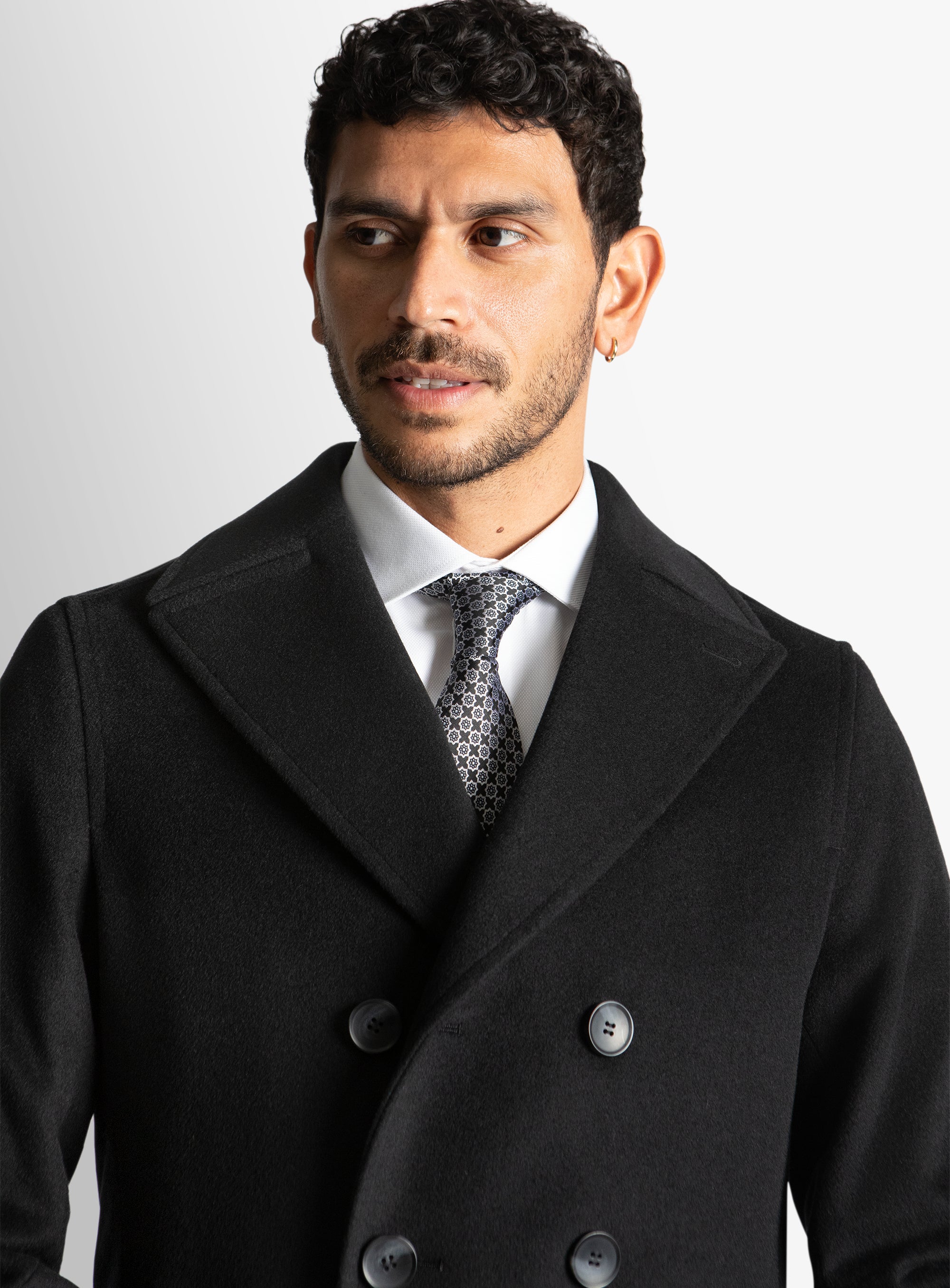 Bridge Black Wool/Cashmere Peacoat