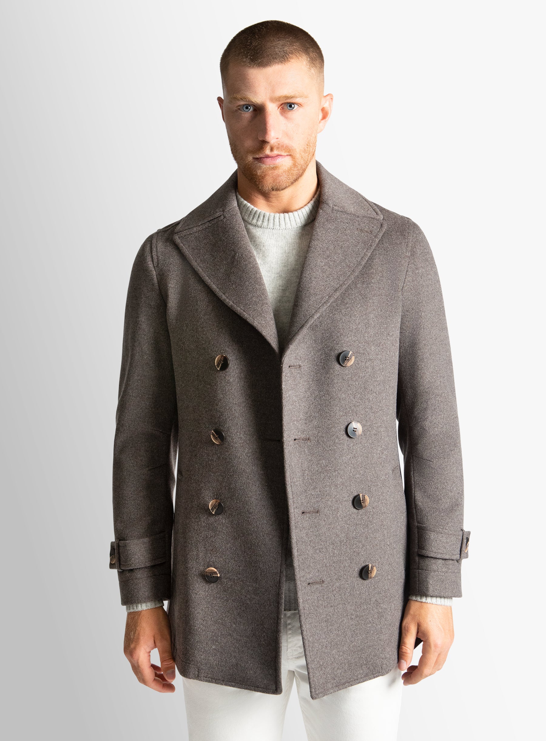 Bridge Chocolate Wool/Cashmere Peacoat