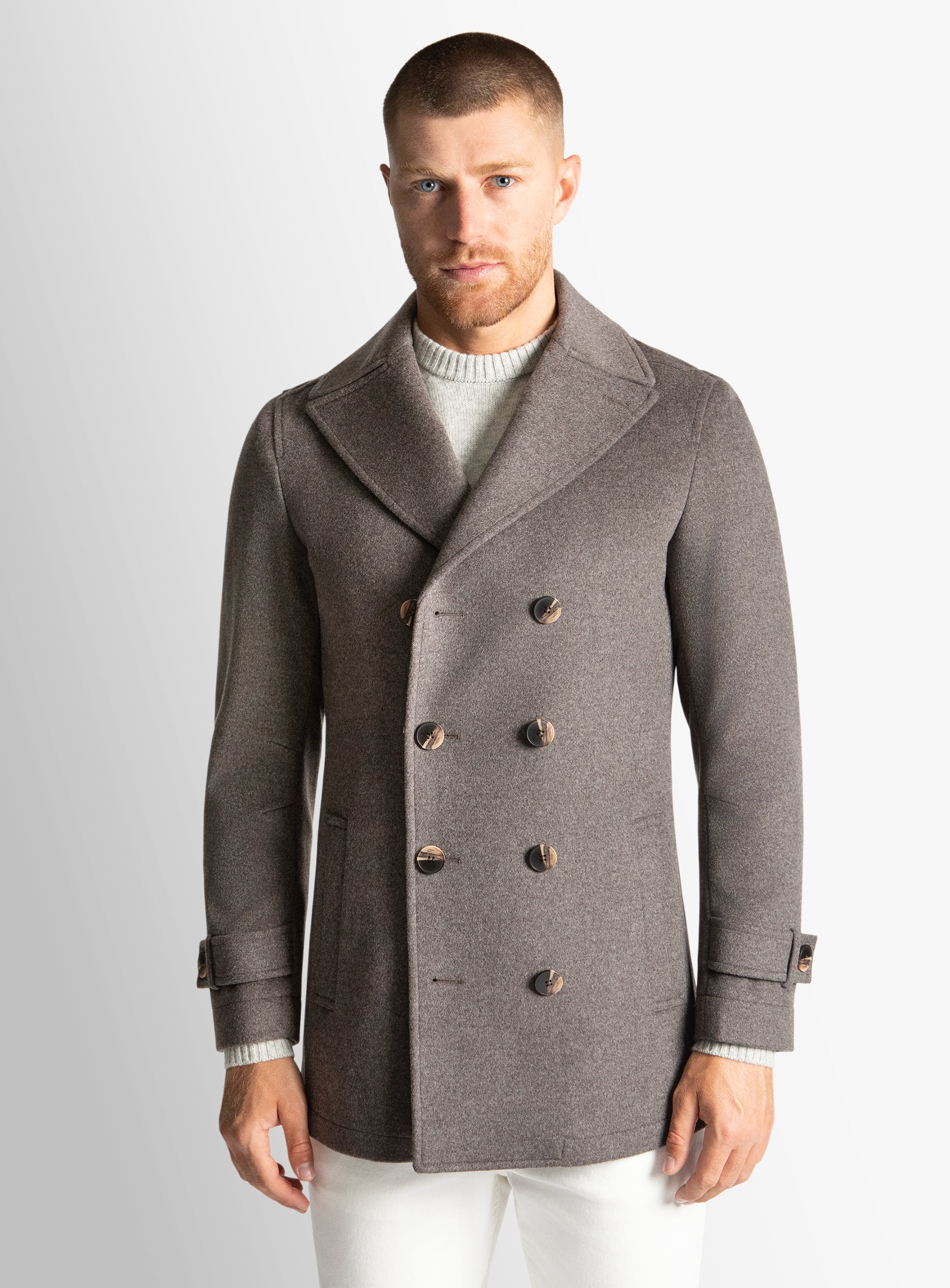 Bridge Chocolate Wool/Cashmere Peacoat