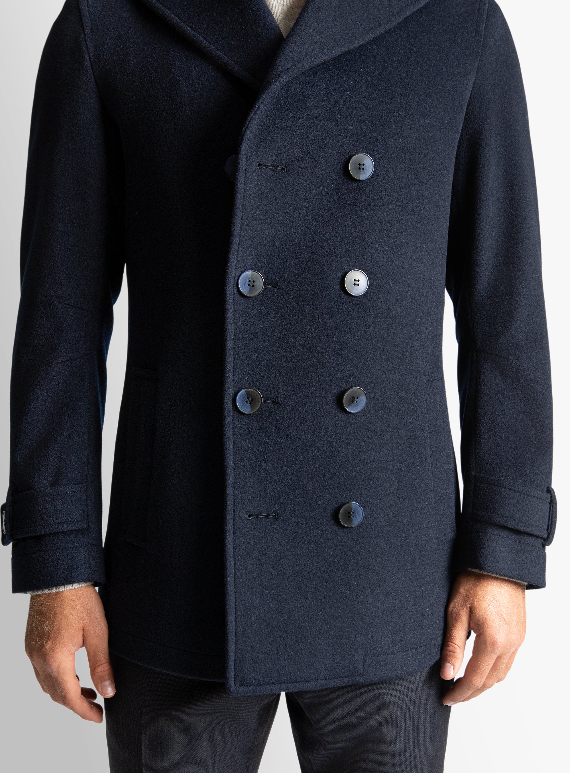 Bridge Navy Wool/Cashmere Peacoat