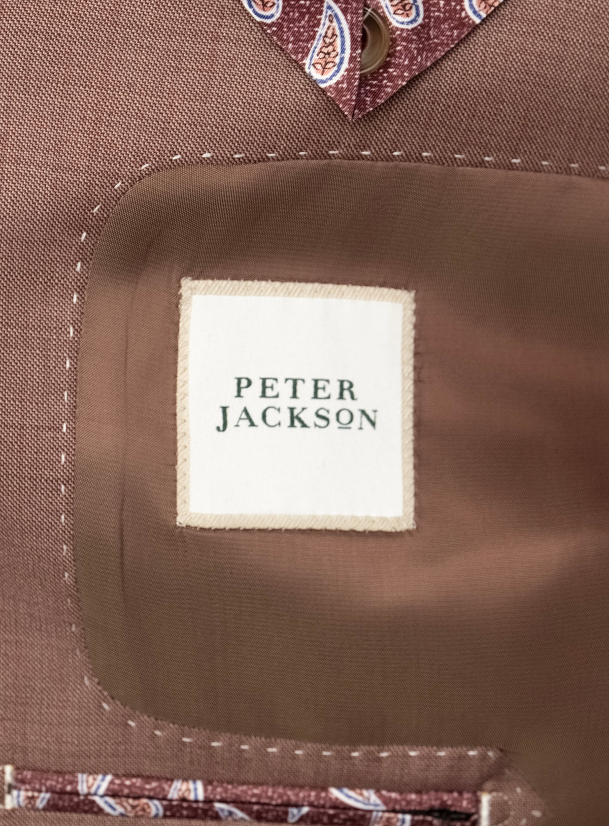 Stefano Sharkskin Dusty Pink Suit - Interior lining and label detail
