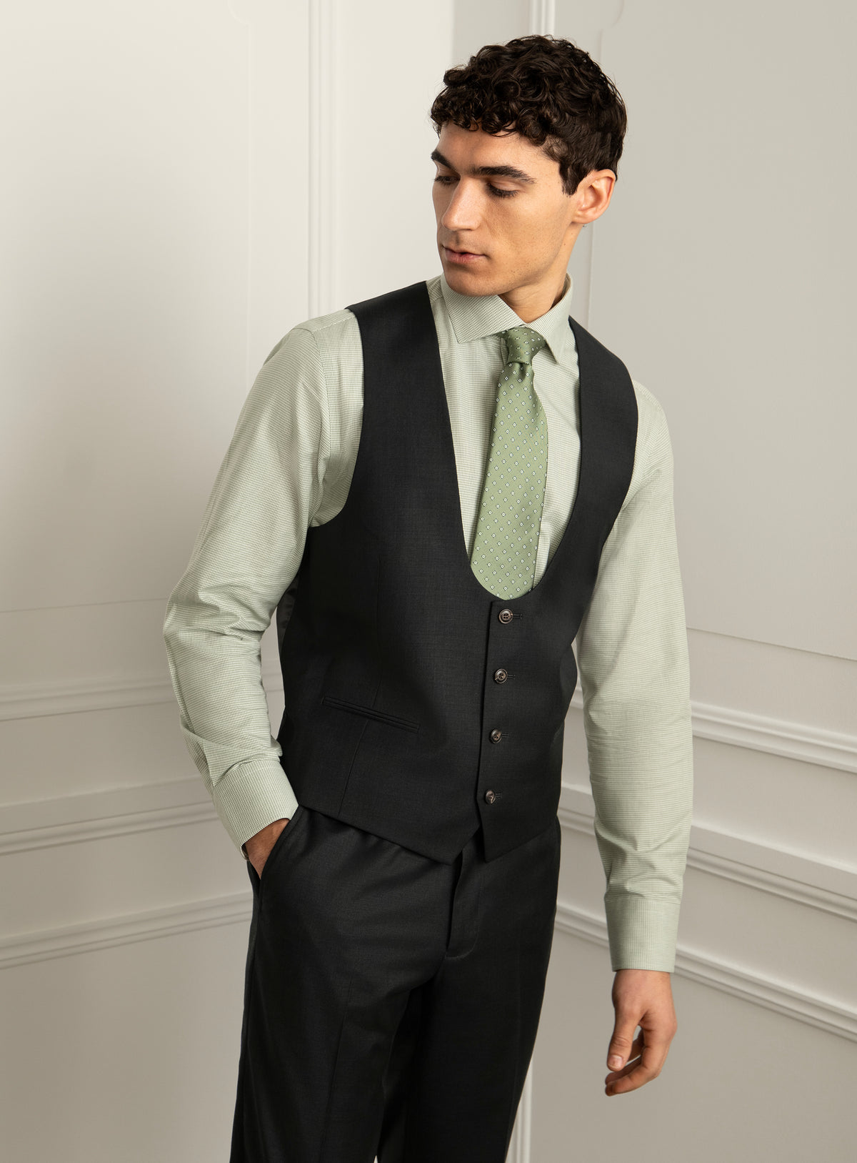 Garofoli Green Twill Vest