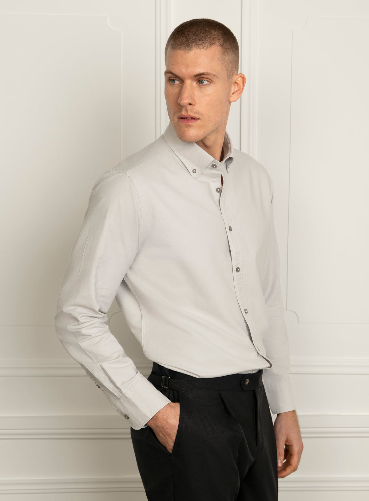 Merano Stone Grey Oxford Shirt