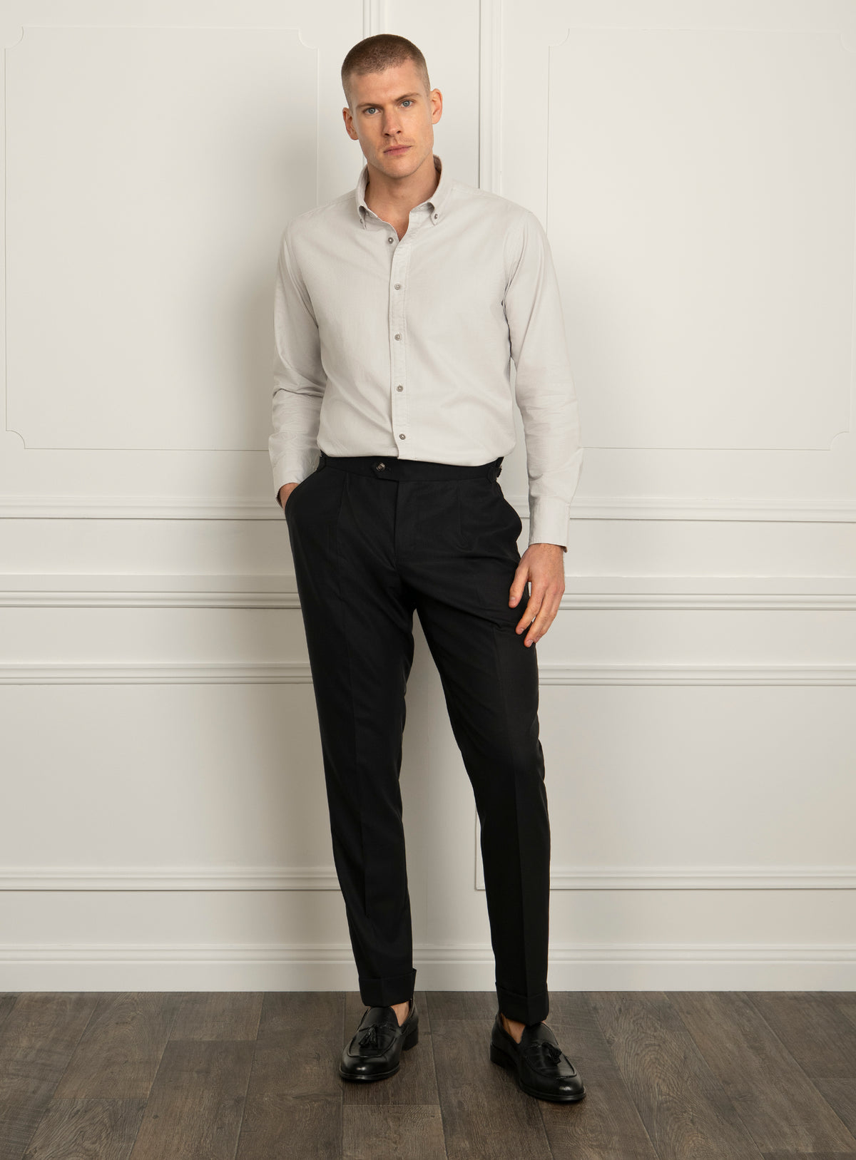 Merano Stone Grey Oxford Shirt