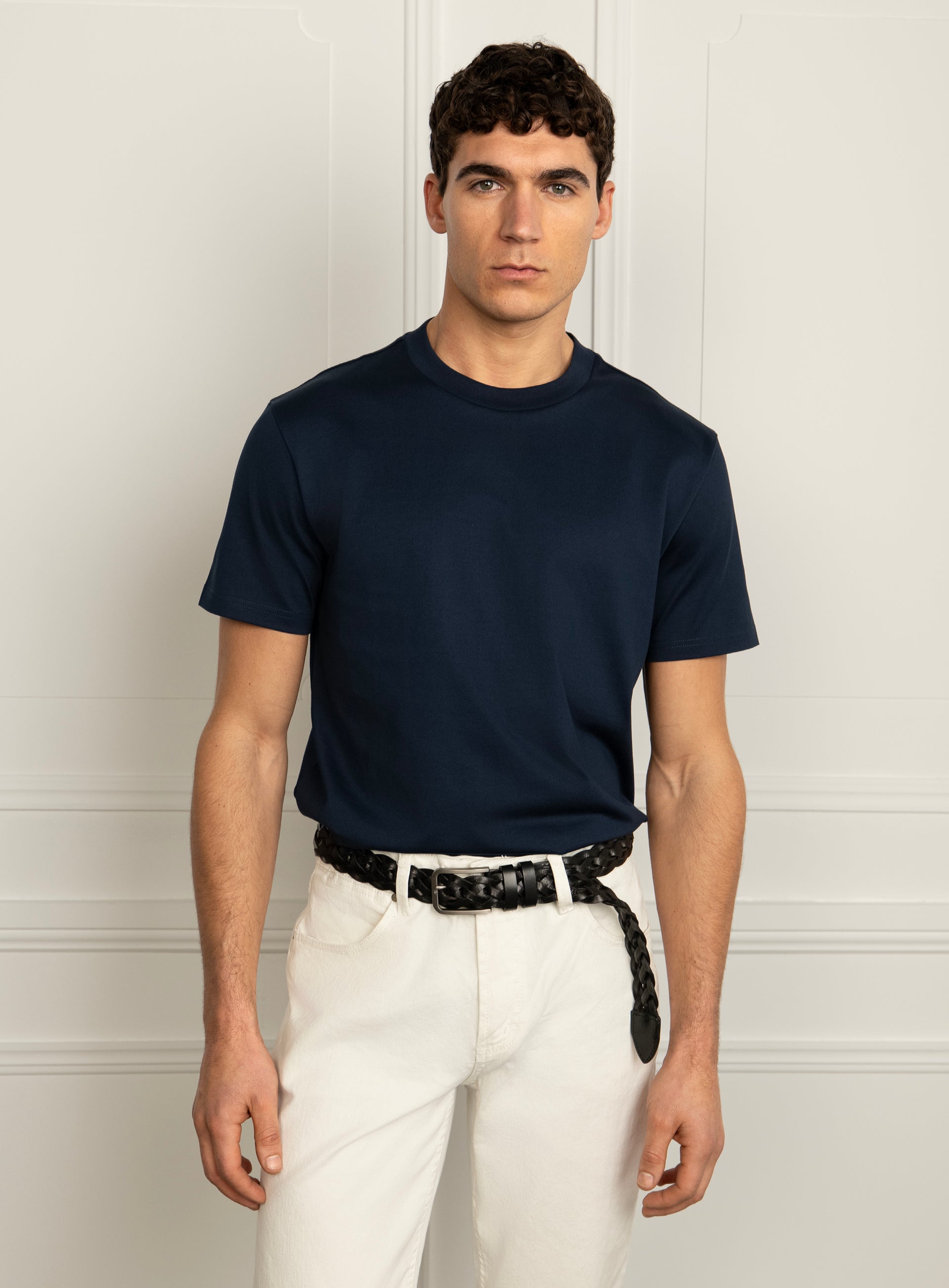 Girolamo Mercerised Cotton Navy T-Shirt