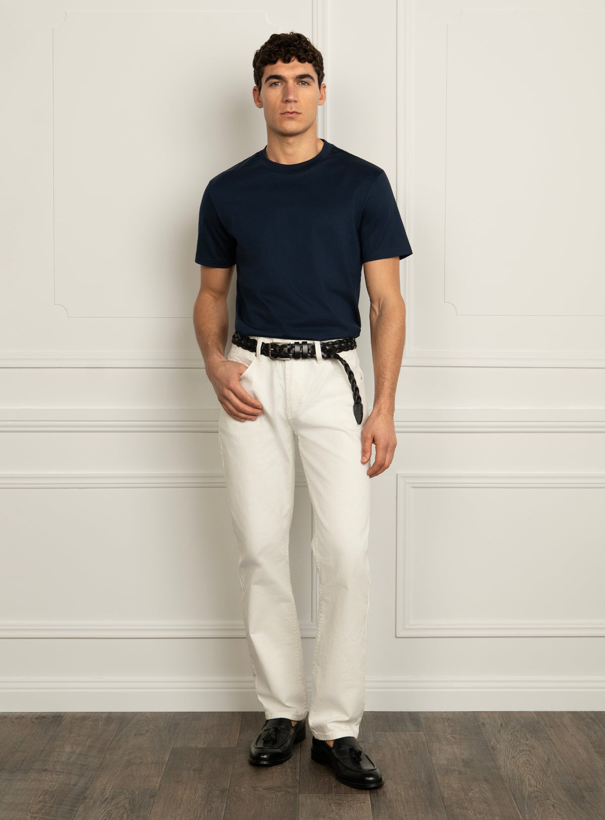 Girolamo Mercerised Cotton Navy T-Shirt