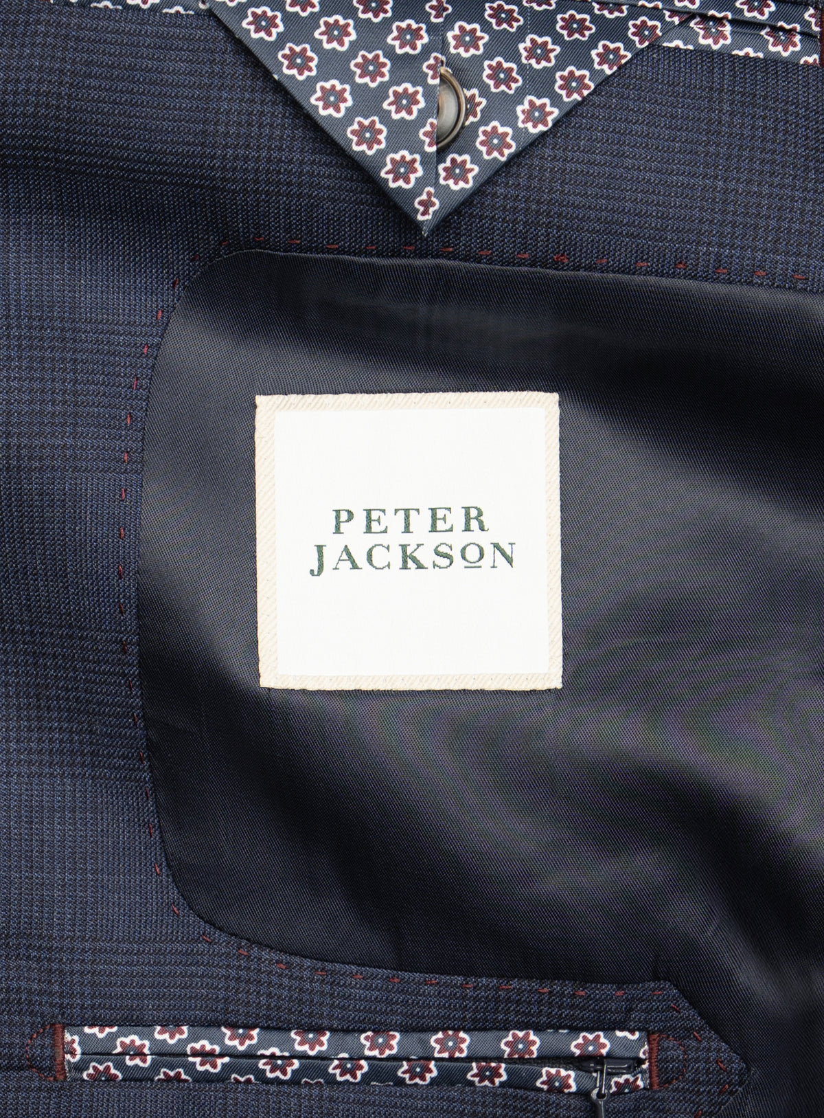 Pazzi Plaid Navy Suit - Interior lining and label detail