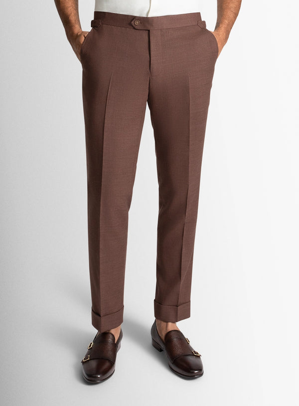 Argenta Basketweave Copper Brown Trousers
