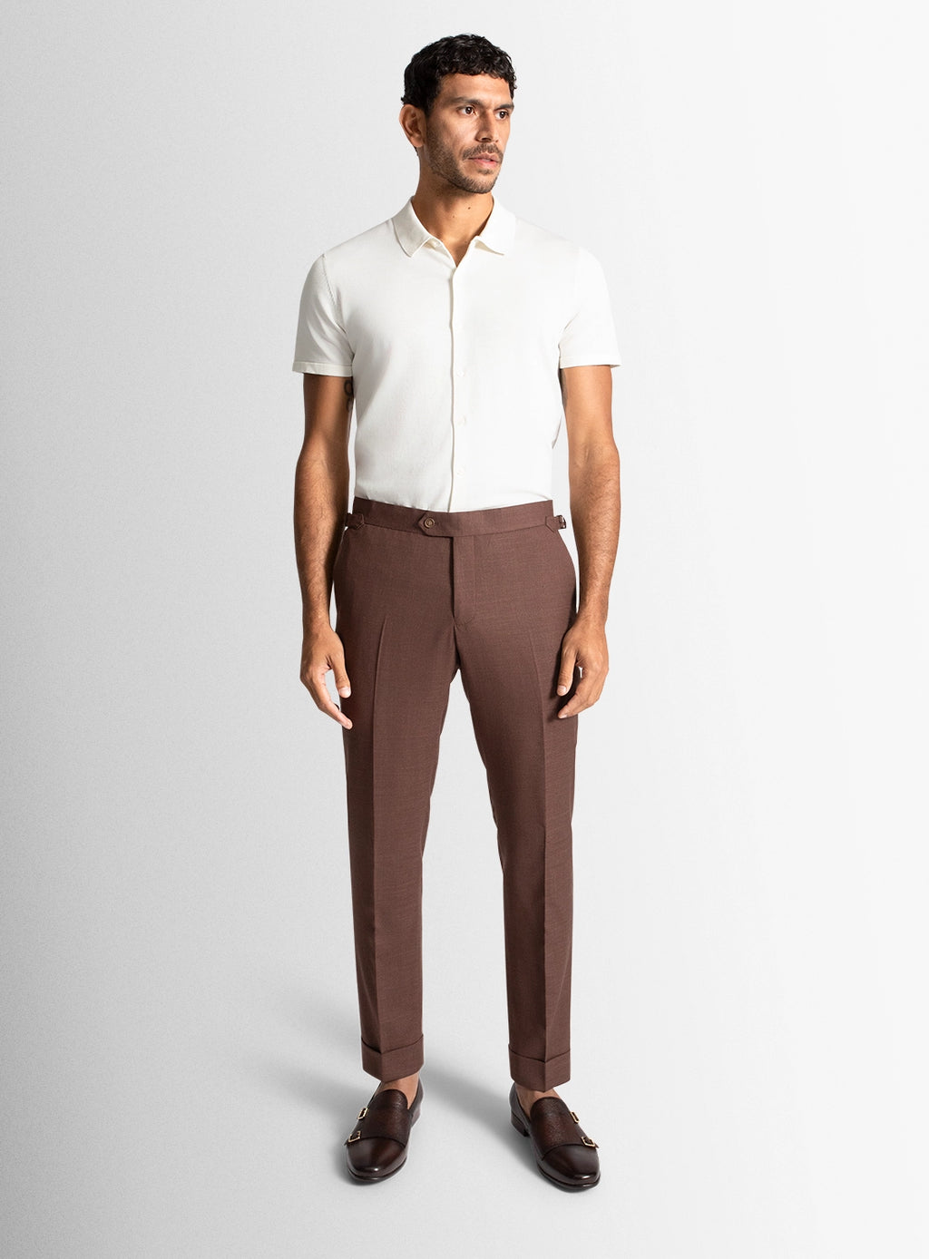 Argenta Basketweave Copper Brown Trousers
