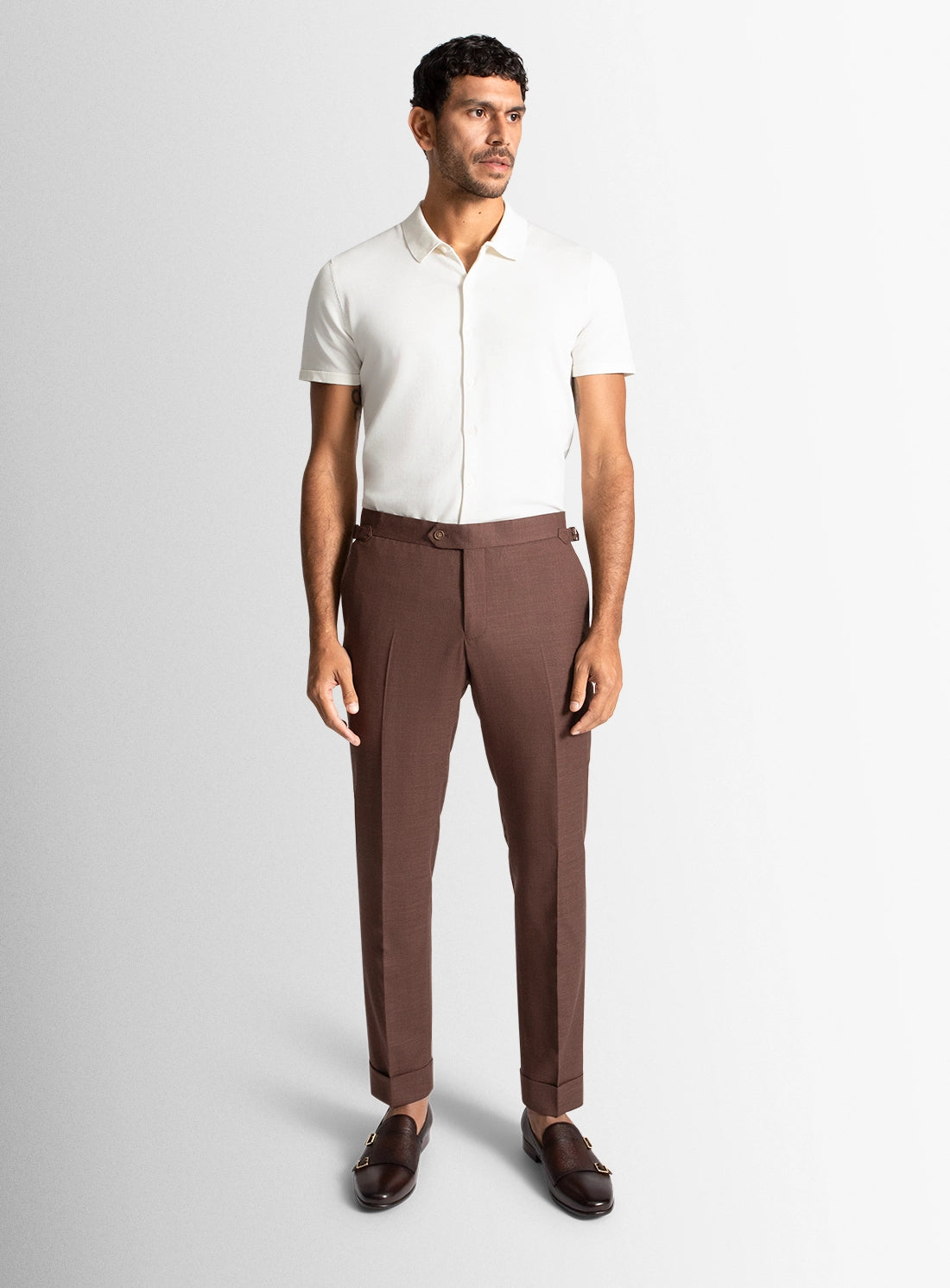 Argenta Basketweave Copper Brown Trousers