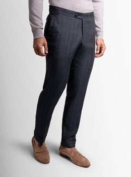 Argenta Olive Green Pinstripe Trousers