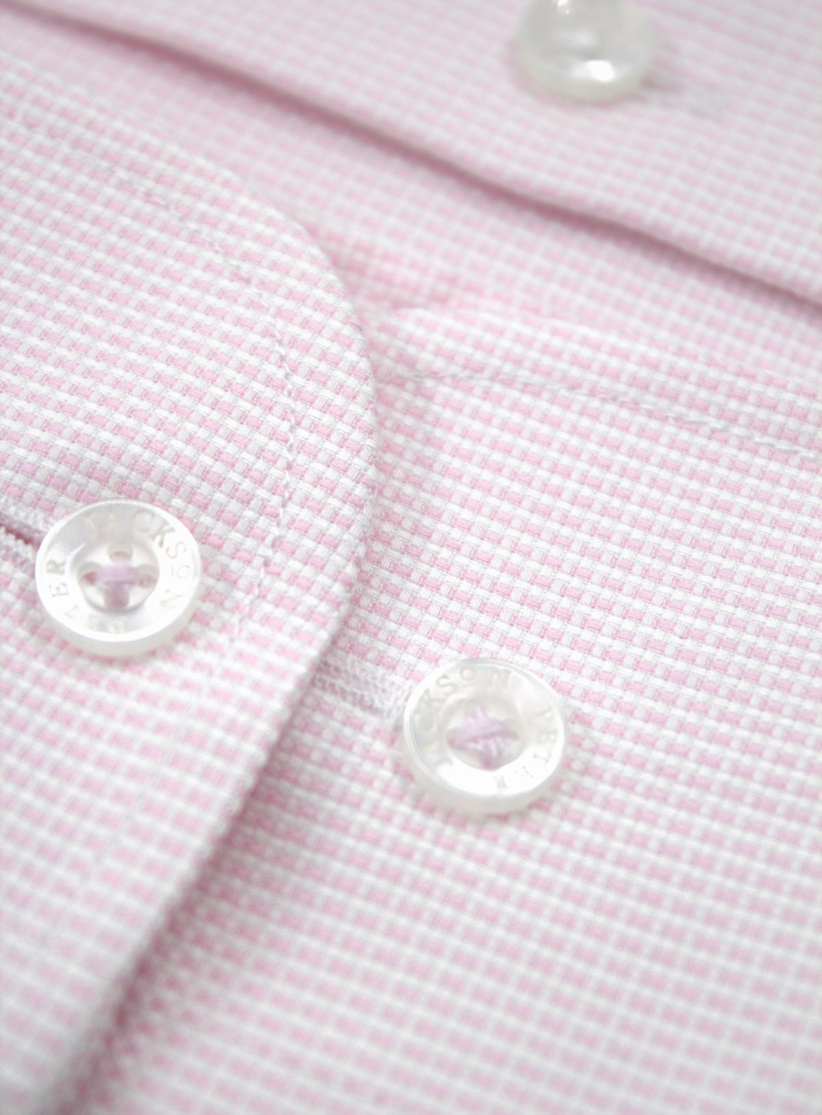 Milan pink and white grid shirt, rounded cuff and adjustable buttons