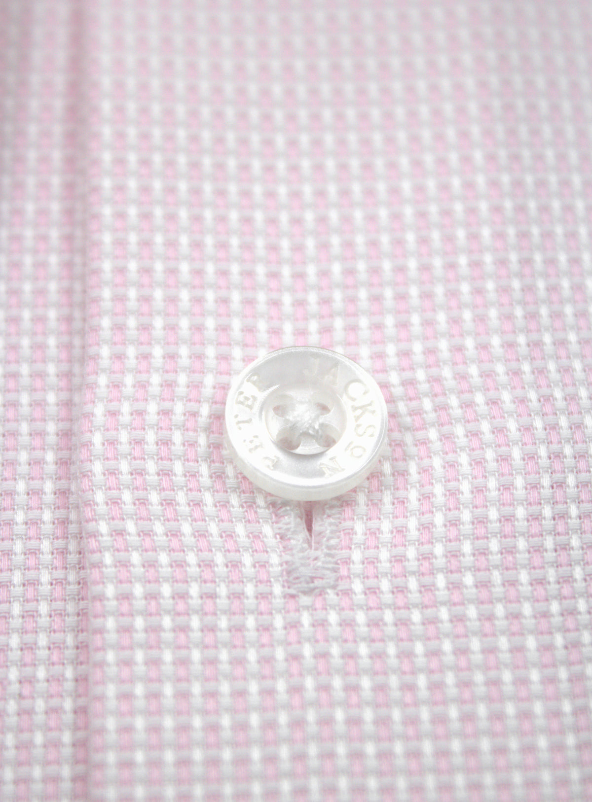 Milan pink and white grid shirt, fabric and transparent front button detail