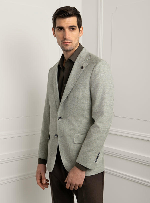 Vitale Birdseye Sage Sport Jacket - Model angled front view