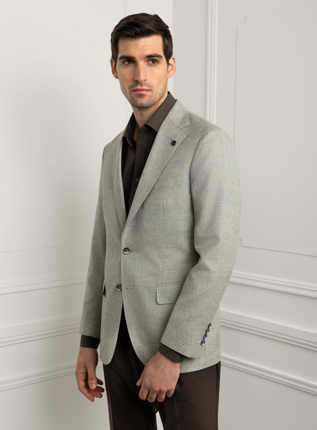 Vitale Birdseye Sage Sport Jacket - Model angled front view