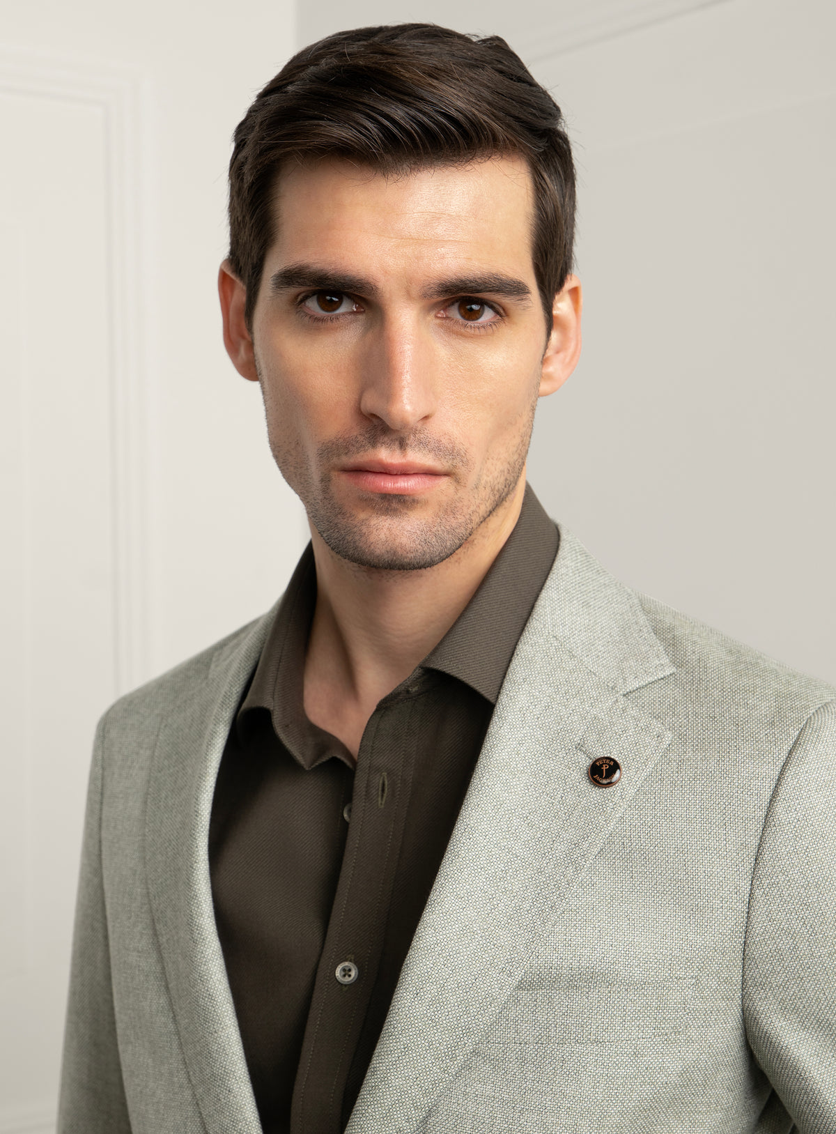 Vitale Birdseye Sage Sport Jacket - Lapel and upper-body portrait