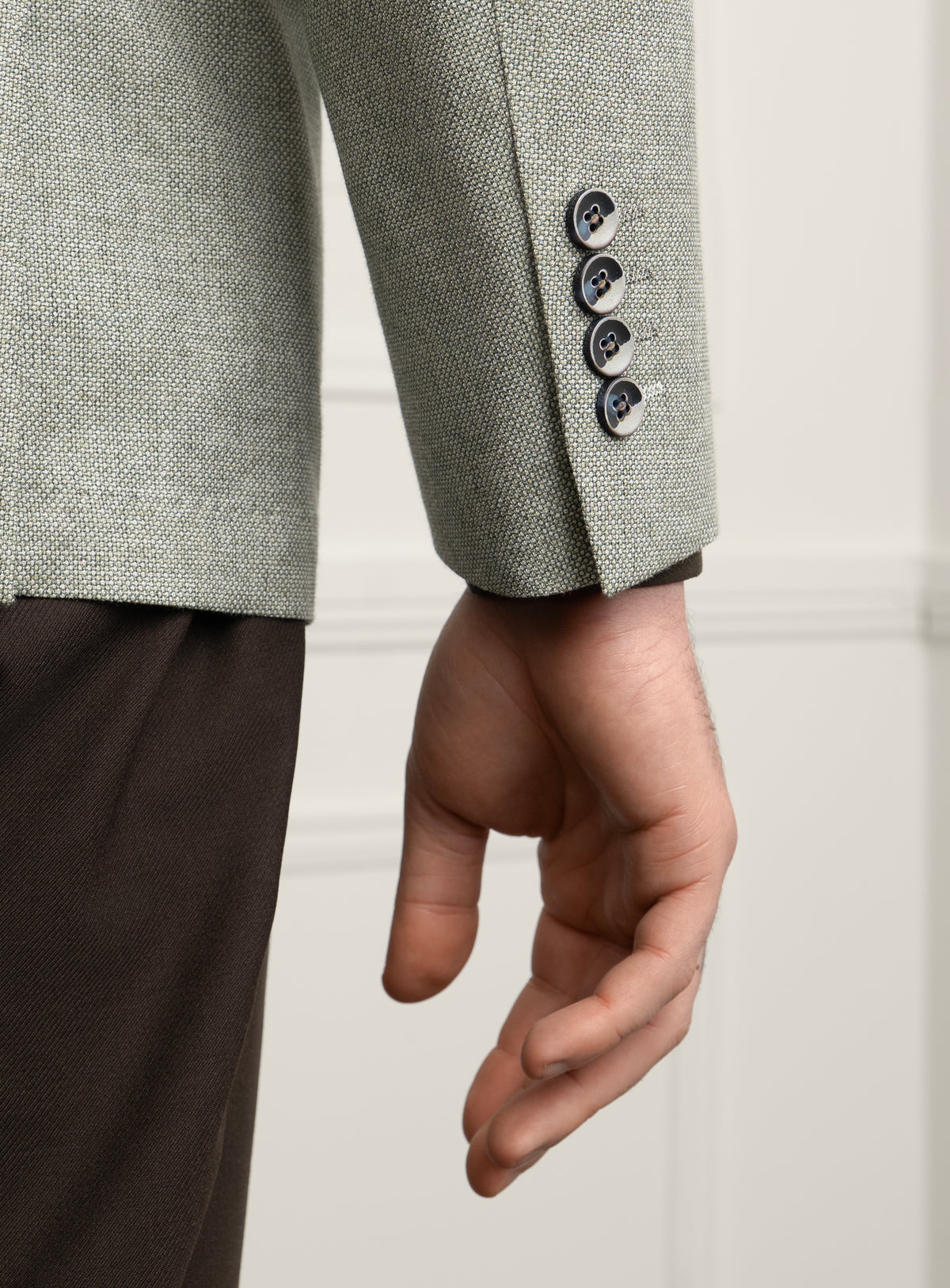 Vitale Birdseye Sage Sport Jacket - Sleeve cuff detail