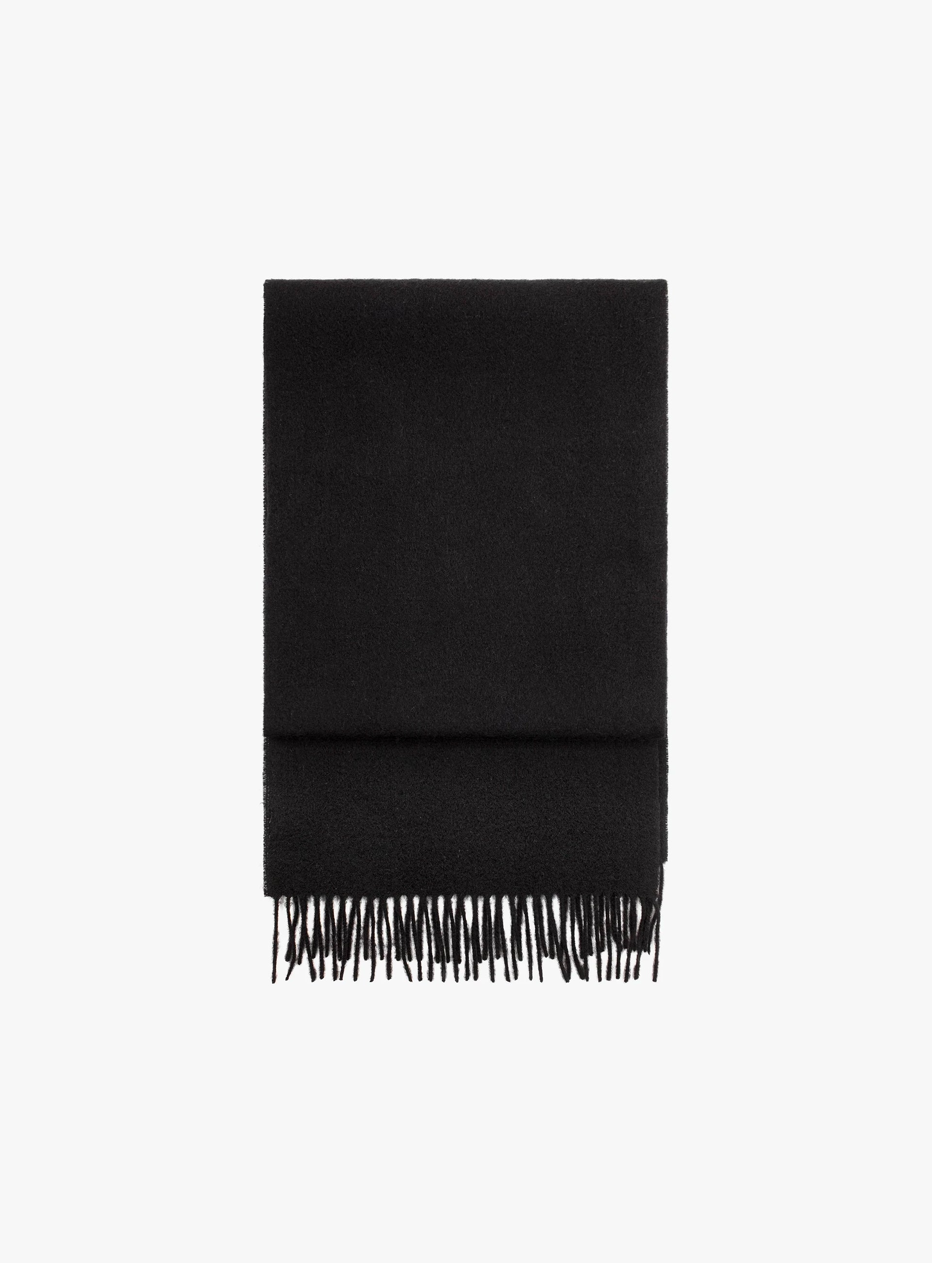 Pure Wool Fringe Black Scarf