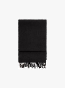 Pure Wool Fringe Black Scarf