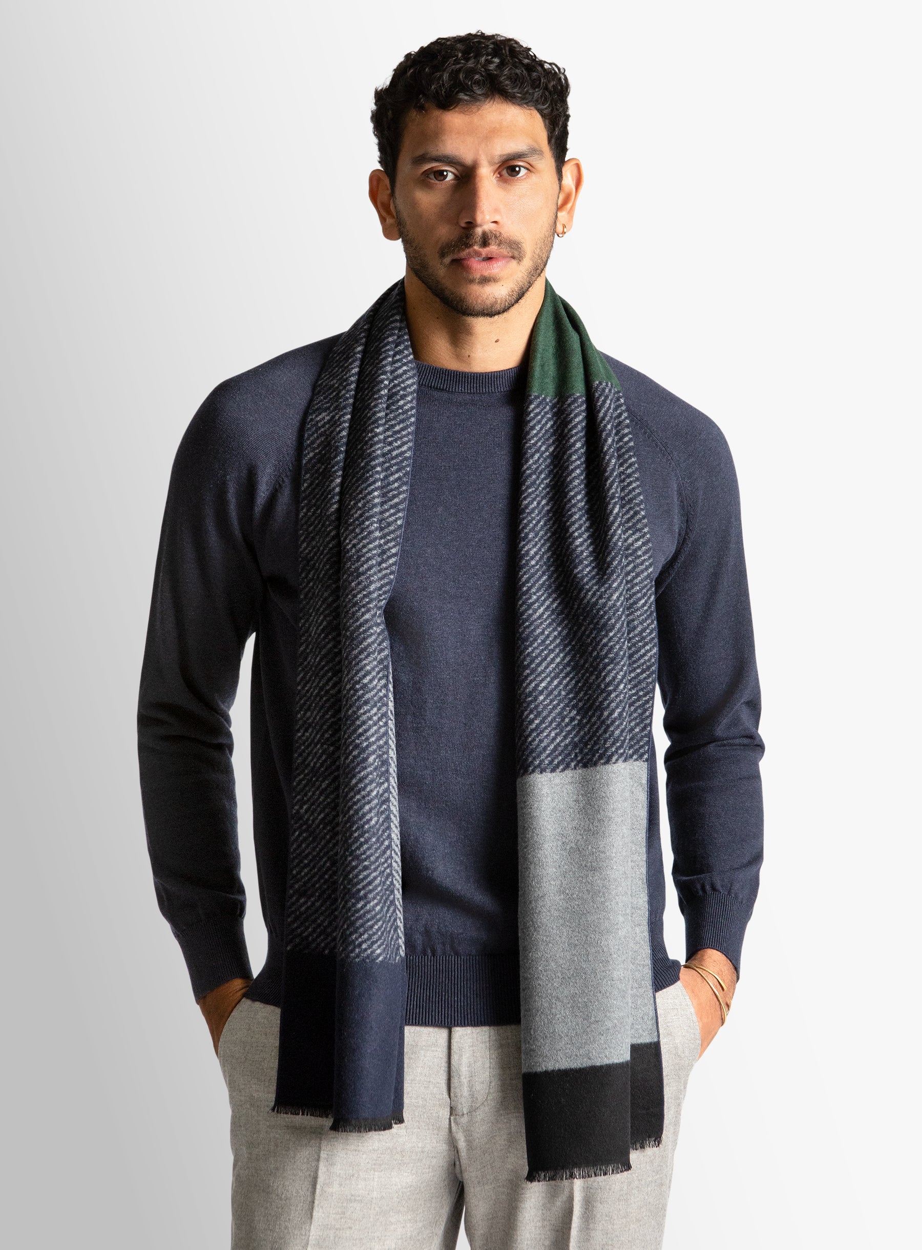 Multi-Colour Block Silk Scarf