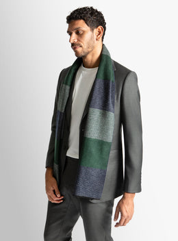 Navy/Green Silk Scarf