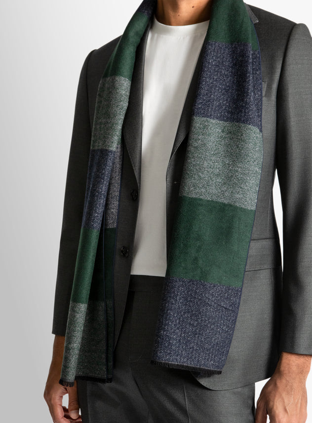 Navy/Green Silk Scarf