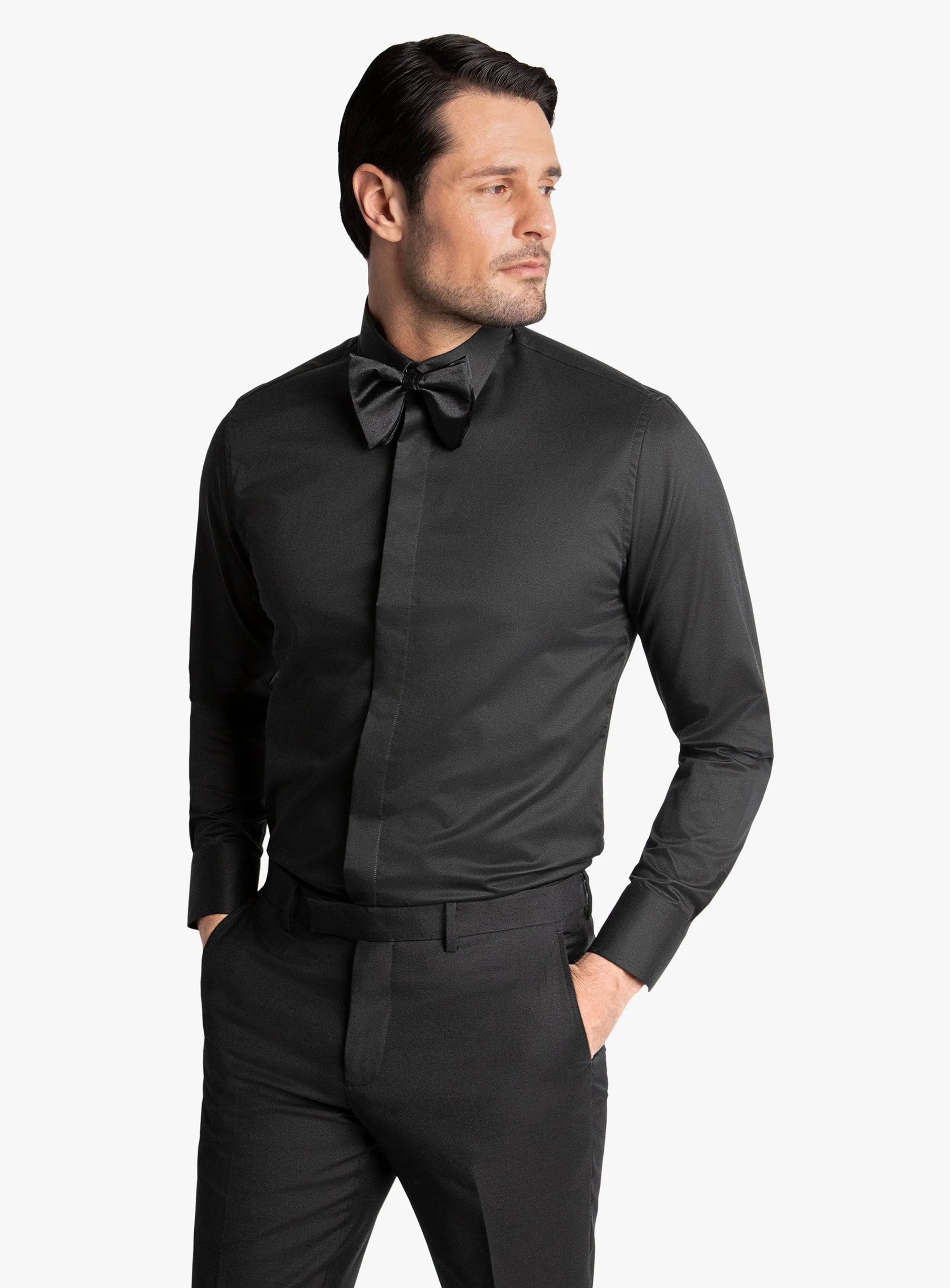 Roccia Twill Slim Fit Black Shirt