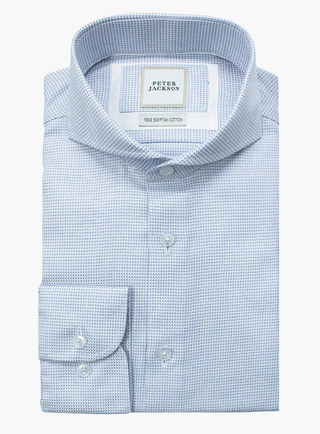 Pink dress shirt with a Peter Jackson label on a white background