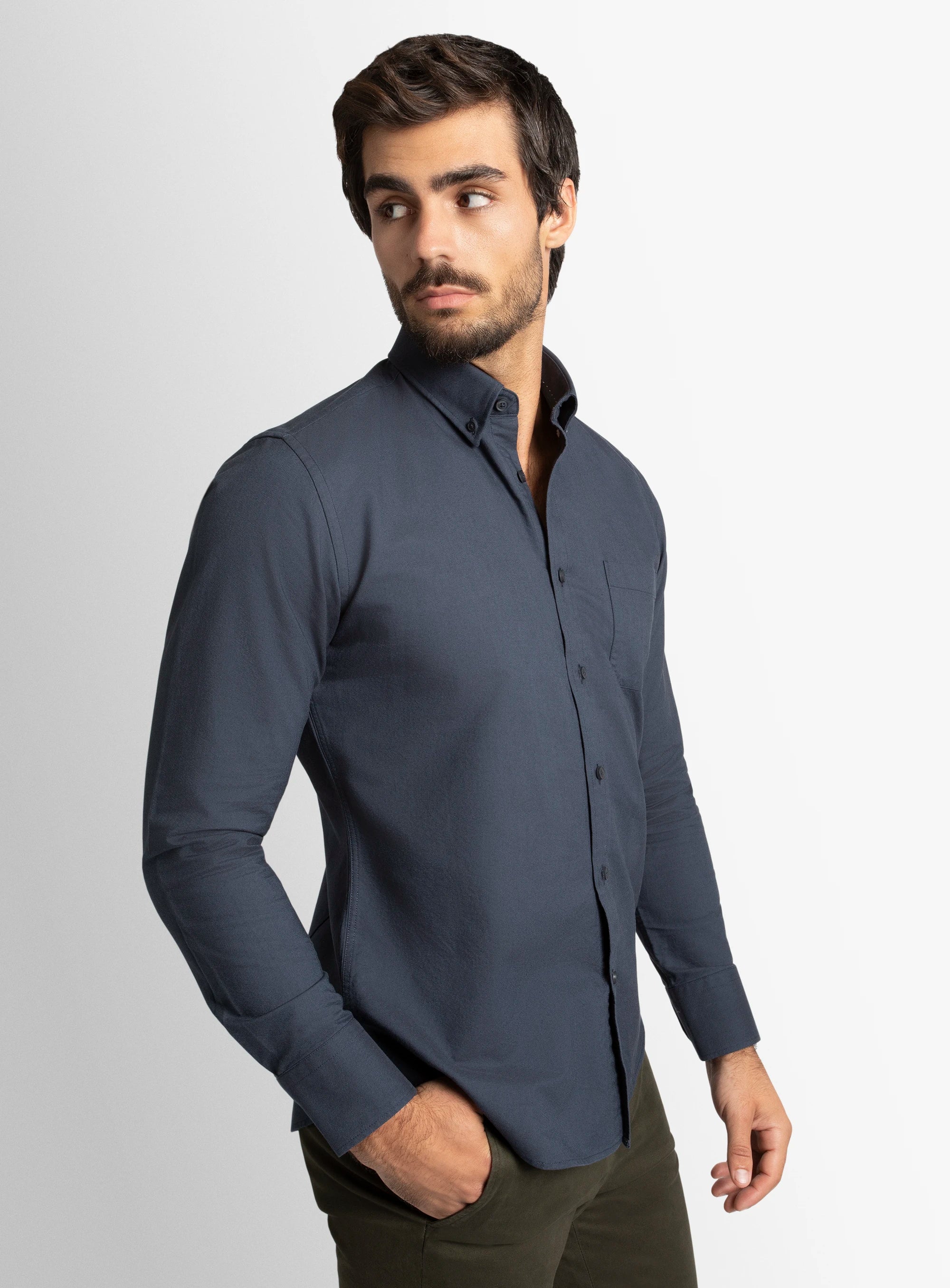 Paolo Slim Fit Oxford Indigo Shirt
