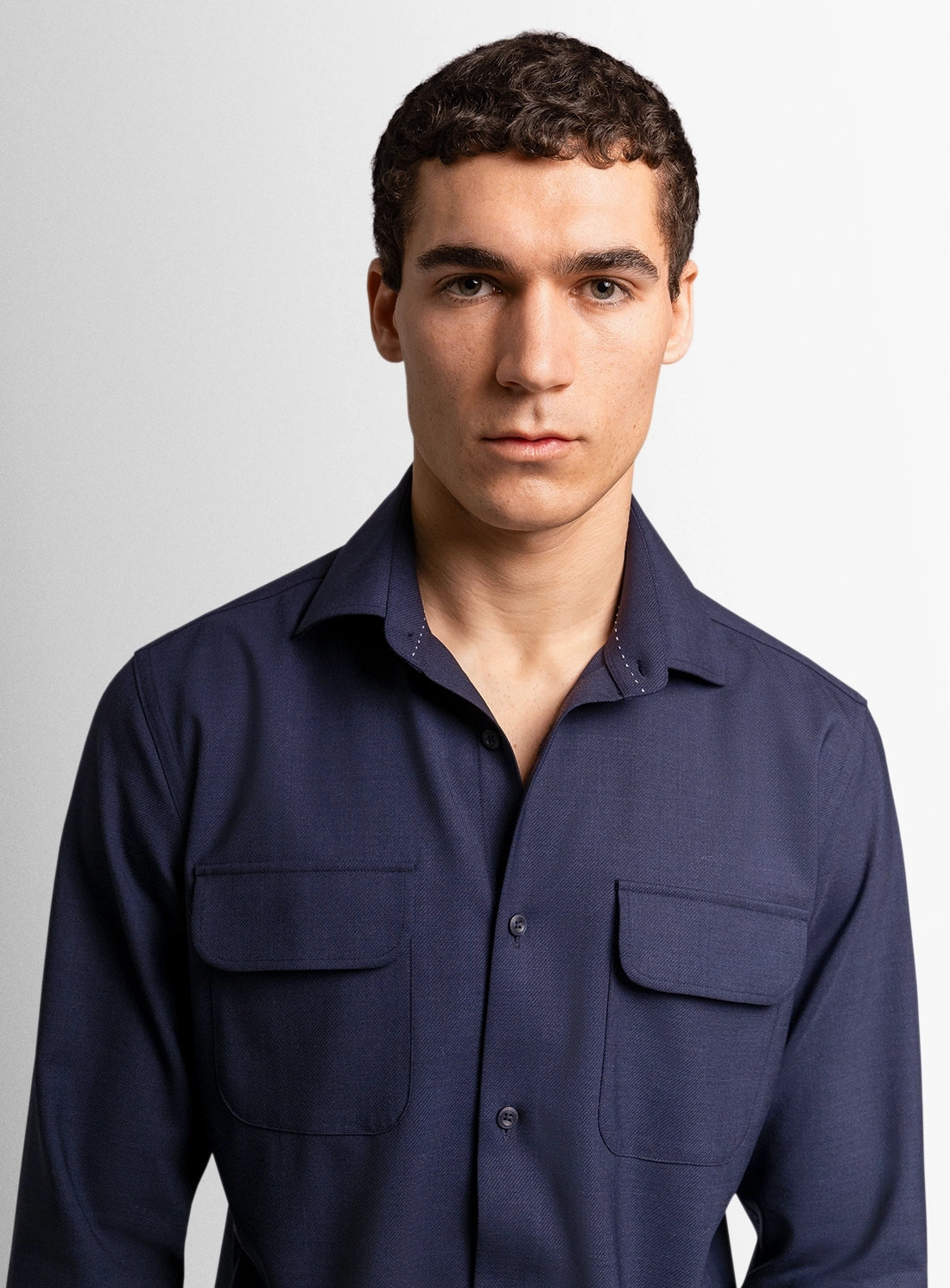 Piero Wool Twill Navy Shirt