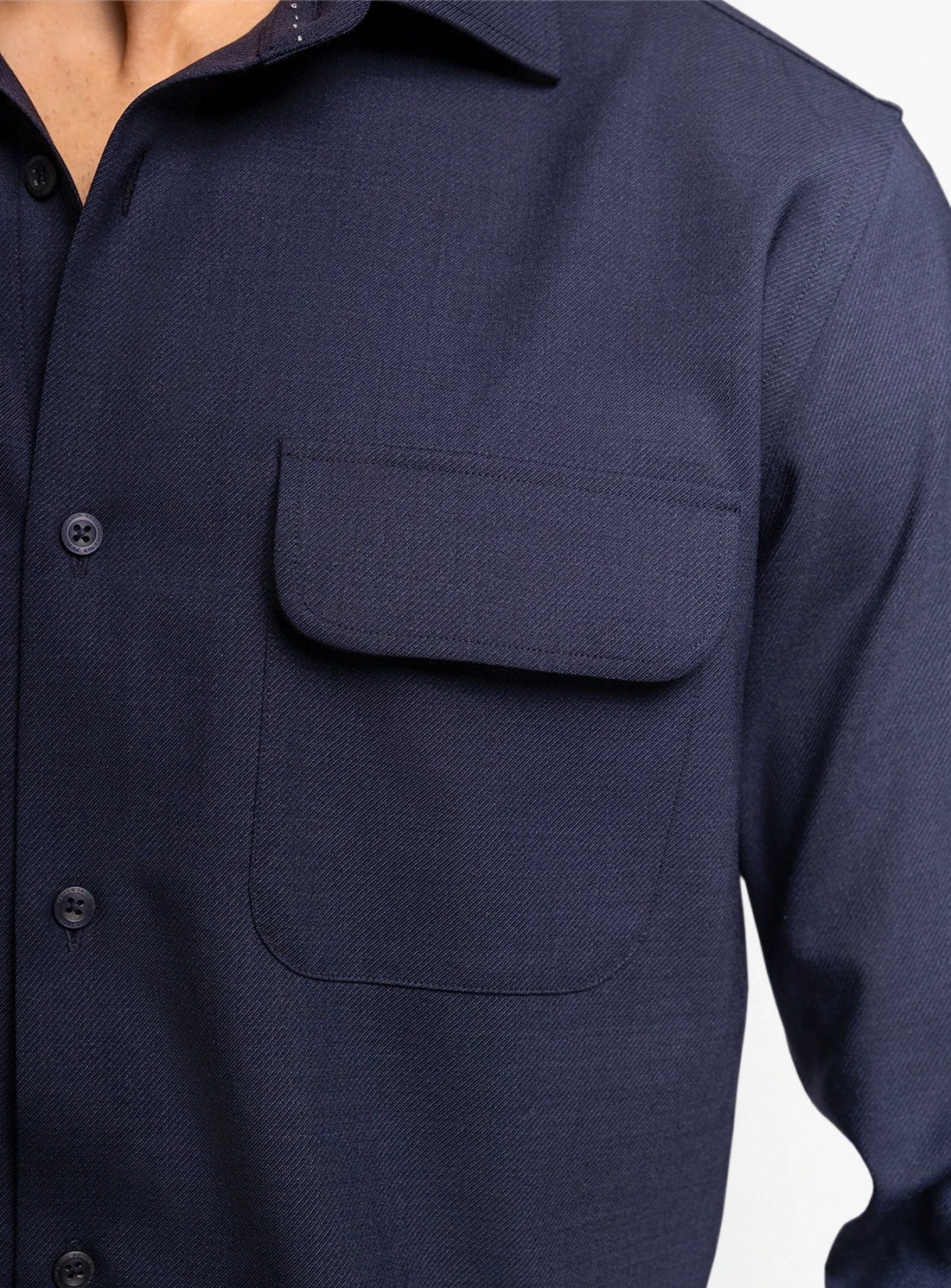 Piero Wool Twill Navy Shirt